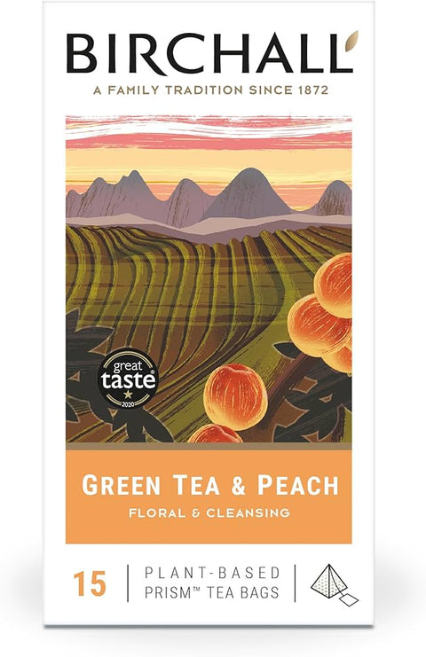 Birchall Green Tea & Peach Prism Tea Bags (15)
