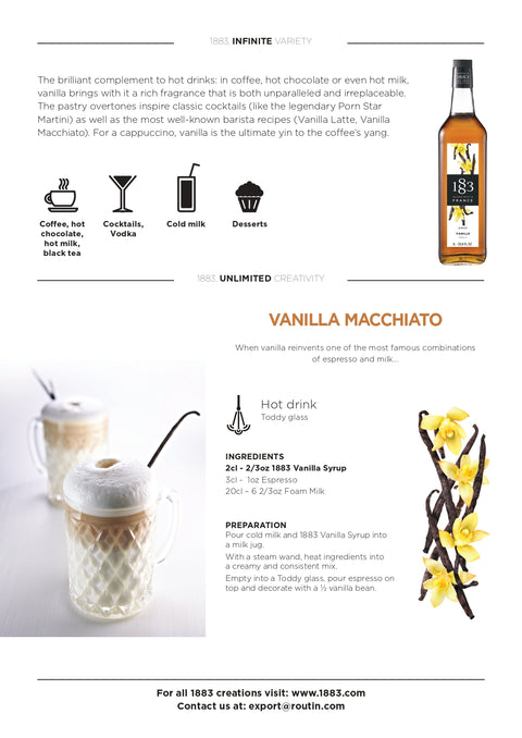 1883 Maison Routin Vanilla Syrup - 1 Litre (Plastic Bottle)