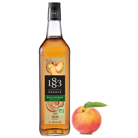 1883 Maison Routin Peach Organic Syrup - 1 Litre (Glass Bottle)