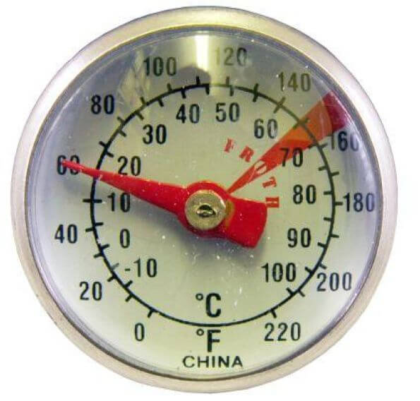 Frothing Thermometer with Clip (1.75 Face X 5 Shaft) for Up To