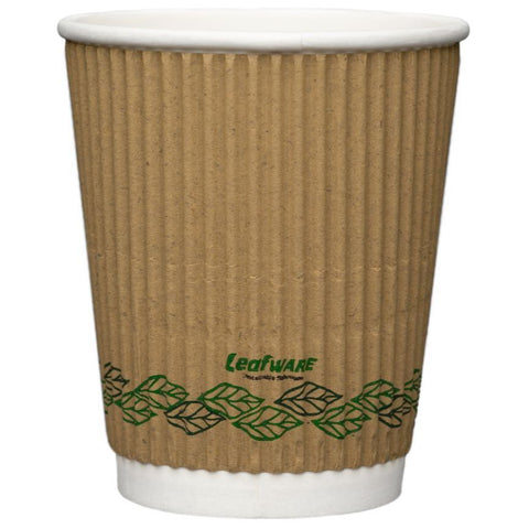 12oz Leafware Kraft Ripple Cups