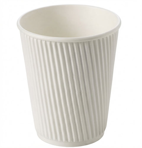 12oz Triple Wall White Ripple Disposable Cups