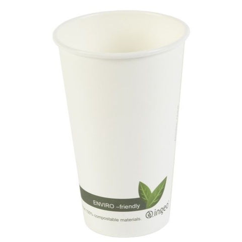 16oz Compostable White PLA Cups 