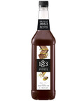 Bottle of 1883 Dubai Chocolate syrup on a white background