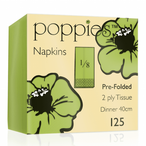 2 Ply Napkin - Lime Zest 40x40cm 8 Fold 