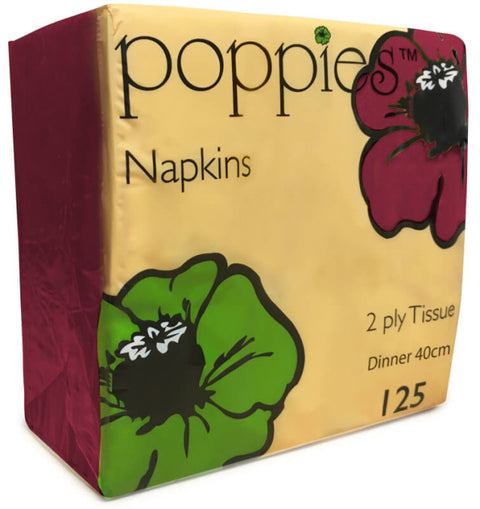 2 Ply Bordeaux Red Napkins 40x40cm 4 Fold
