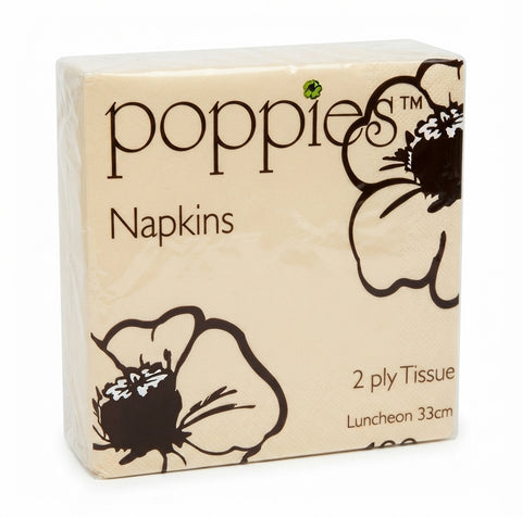 2 Ply Unbleached Napkins 33x33cm 4 Fold