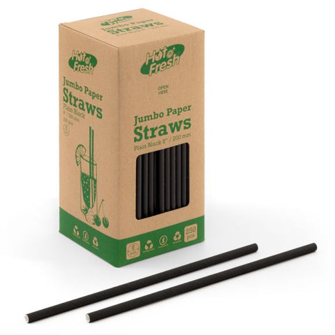 Paper Smoothie Straws - Black 200 x 8mm (250)