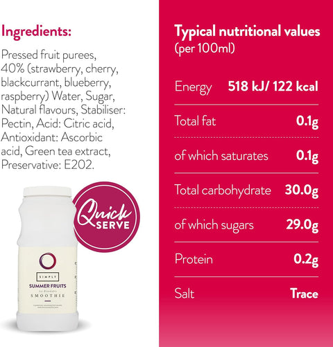 Simply Summer Fruit Smoothie 12 x 1 Litre