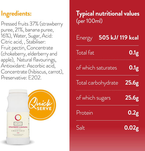 Simply Strawberry & Banana Smoothie 1 Litre