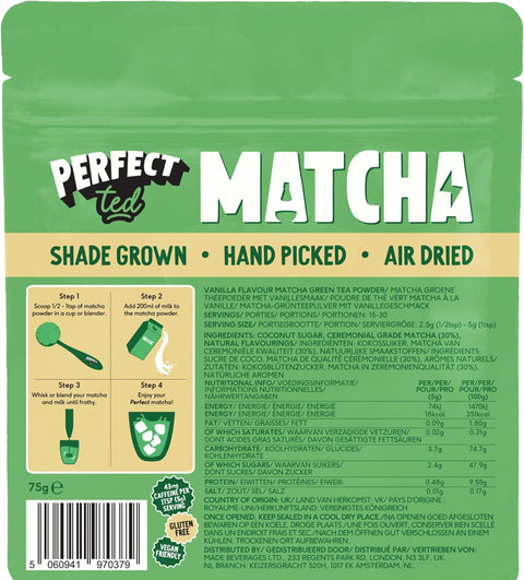 Perfect Ted Ceremonial Grade Vanilla Matcha 75g Bag