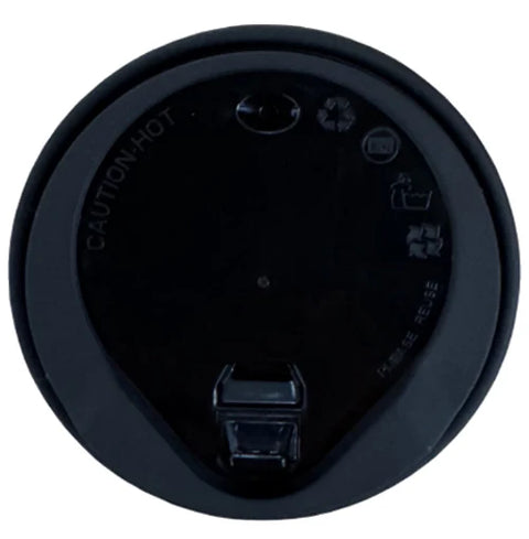 8oz Black PP Sip Lids With Tab (100)