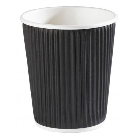 8oz Black Ripple Takeaway Cups