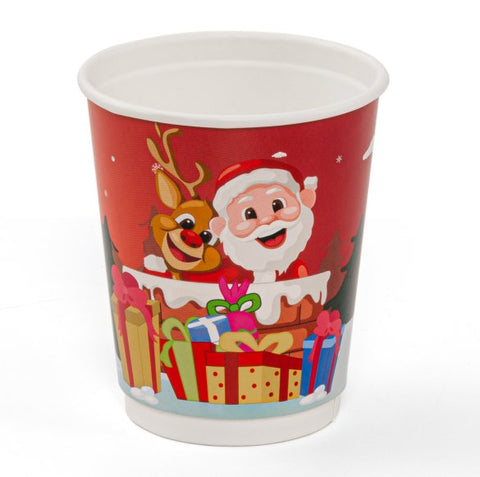 8oz Double Wall Red Xmas Cups