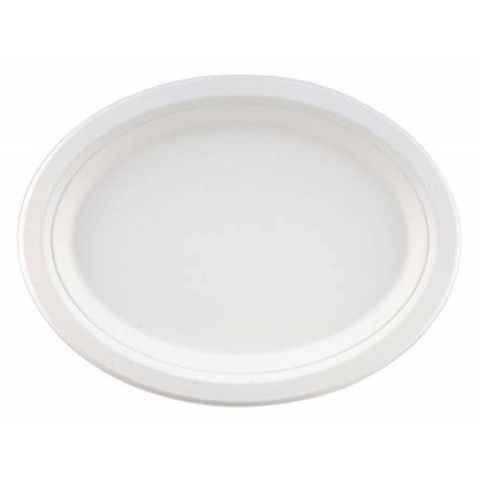 Bagasse Sugarcane Biodegradable Compostable Oval 10" x 12" Plates (500)