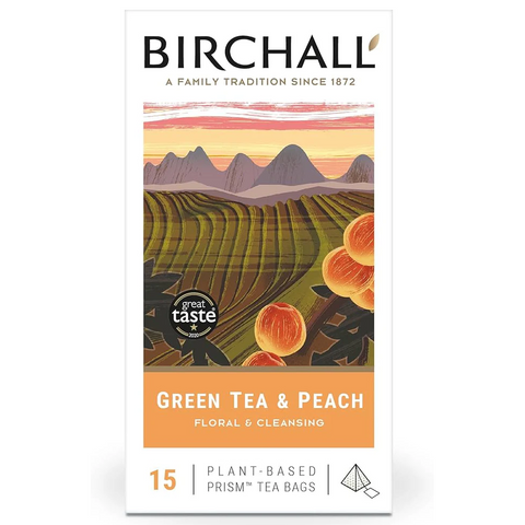 Birchall Green Tea & Peach Prism Tea Bags (15)