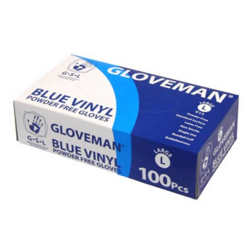 Blue Vinyl Gloves Powder Free - Medium