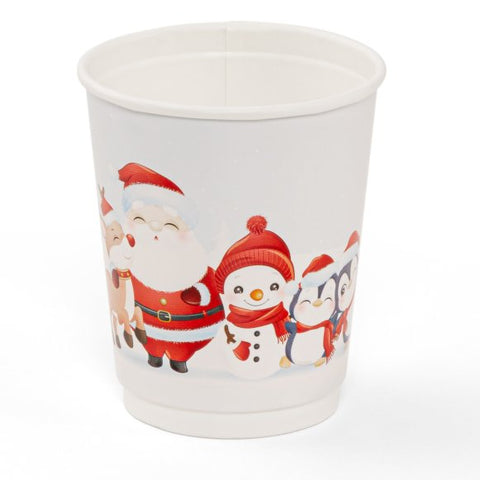 8oz Double Wall White Xmas Cups (100)