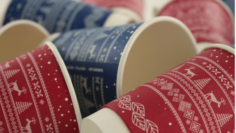 12oz Leafware Xmas Jumper Double Wall Compostable Cups (100)