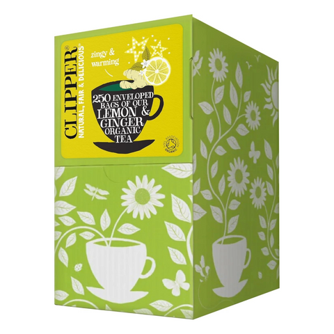 Clipper Organic Lemon &amp; Ginger Enveloped Tea Bags - Box of 250
