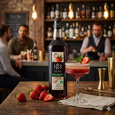 1883 Maison Routin Strawberry Organic Syrup - 1 Litre (Glass Bottle)