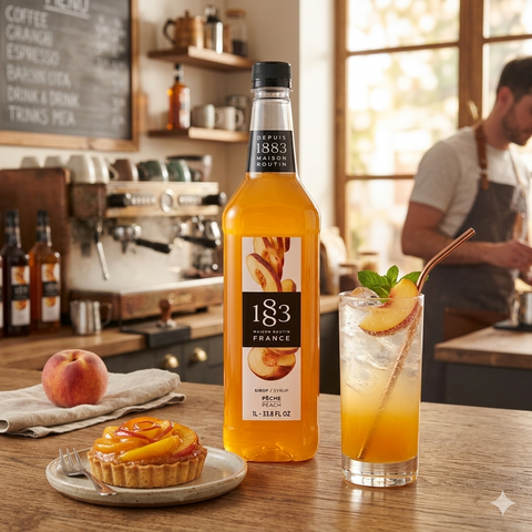 1883 Maison Routin Peach Syrup - 1 Litre (Plastic Bottle)