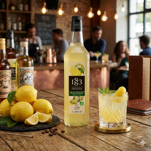 1883 Maison Routin Lemon Organic Syrup - 1 Litre (Glass Bottle)