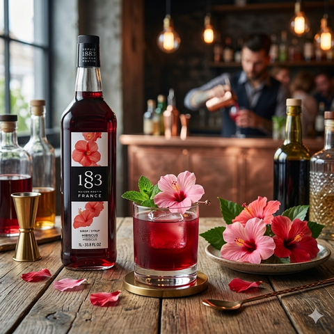 1883 Maison Routin Hibiscus Syrup - 1 Litre (Glass Bottle)