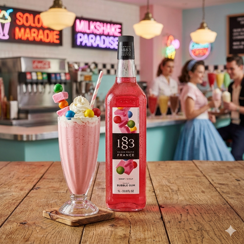 1883 Maison Routin Bubble Gum Syrup - 1 Litre (Glass Bottle)
