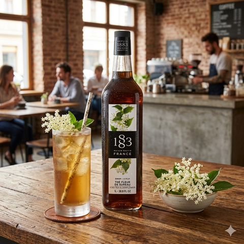 1883 Maison Routin Elderflower Iced Tea Syrup - 1 Litre (Glass Bottle)