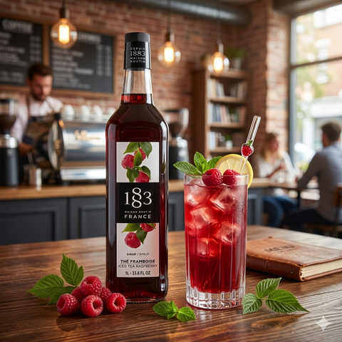 1883 Maison Routin Raspberry Iced Tea Syrup - 1 Litre (Glass Bottle)