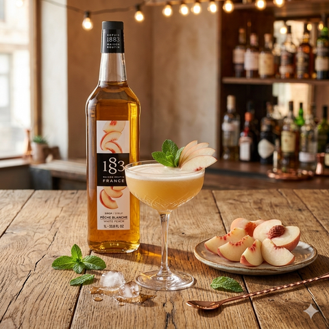 1883 Maison Routin White Peach Syrup - 1 Litre (Glass Bottle)