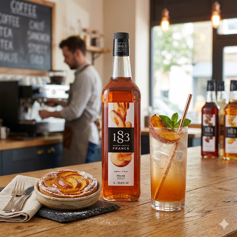 1883 Maison Routin Peach Syrup - 1 Litre (Glass Bottle)