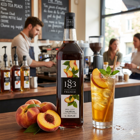 1883 Maison Routin Peach Iced Tea Syrup - 1 Litre (Glass Bottle)