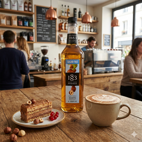 1883 Maison Routin Hazelnut Sugar Free Syrup - 1 Litre (Plastic Bottle)