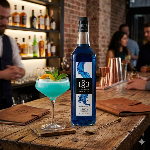 1883 Maison Routin Blue Curacao Syrup - 1 Litre (Glass Bottle)