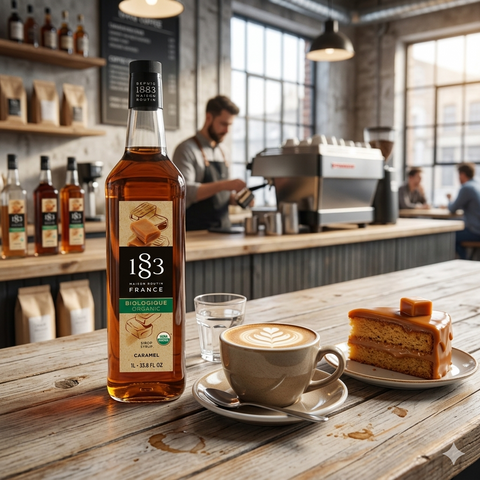 1883 Maison Routin Caramel Organic Syrup - 1 Litre (Glass Bottle)