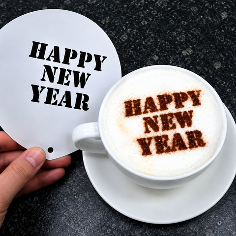 Happy New Year Design Coffee Stencil