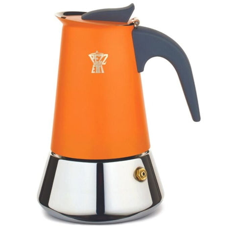 Pezzetti Steelexpress Moka Pot - 2 Cup Orange Flame