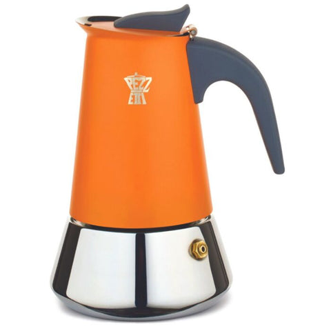 Pezzetti Steelexpress Moka Pot - 4 Cup Orange Flame