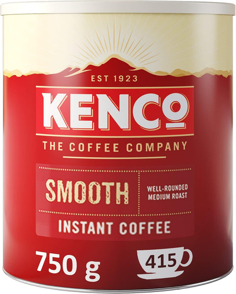 Kenco instant coffee can with red and white design