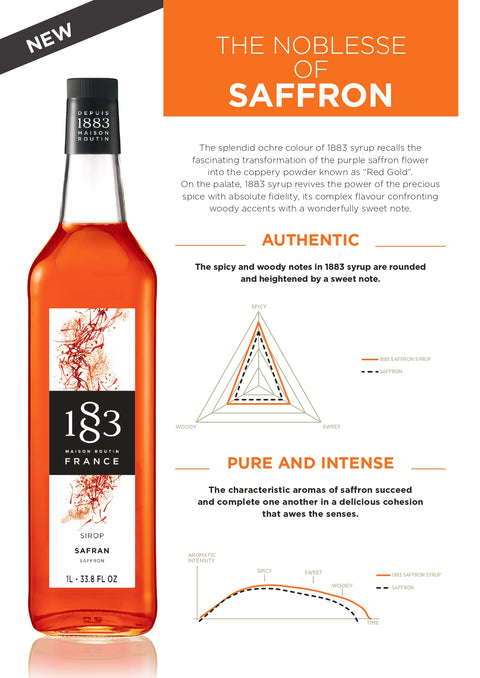 1883 Maison Routin Saffron - 1 Litre Syrup (Glass Bottle)