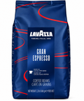 A 2.2 lb bag of Lavazza Gran Espresso coffee beans in its signature dark blue packaging with red and white text and graphics, set against a plain white background.