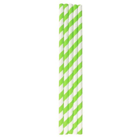 Lime Striped Paper Smoothie Straws