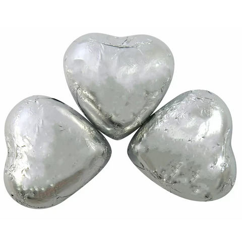 Milk Chocolate Hearts In Silver Foil (1kg)