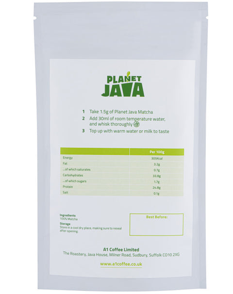 Planet Java Matcha Green Tea Powder 100g Bag