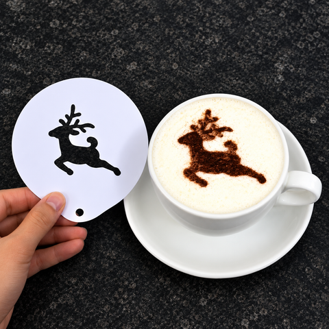 Reindeer Latte Art Coffee Stencil