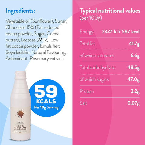 Simply Milk Chocolate Squeezy Topping Sauce (With Hazelnut) (1kg)