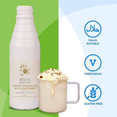 Simply White Chocolate Squeezy Topping Sauce (With Hazelnut) (1kg)