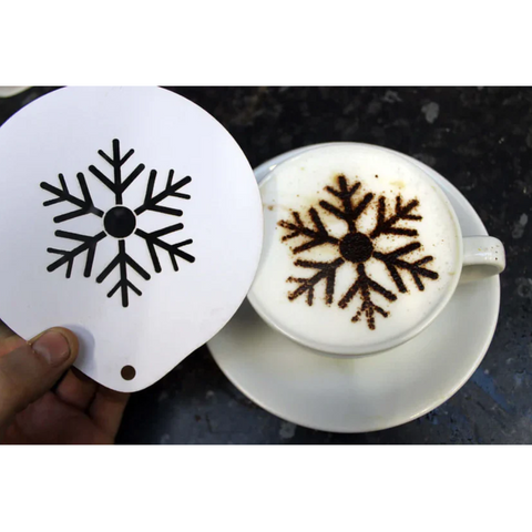 Snowflake Design Latte Art Coffee Stencil